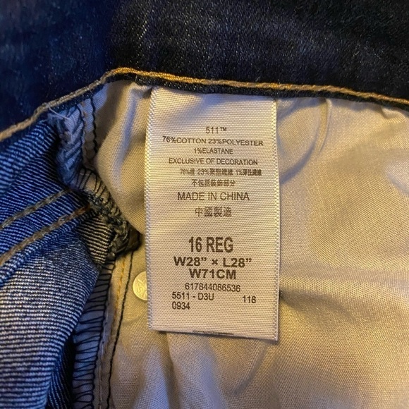 Levi’s 511 Slim Fit Jeans 28”x28” 6 Regular - Picture 6 of 7